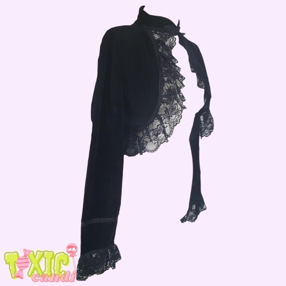 🖤 Gothic Jacket/ Bolero 🦇 Black 🦇 Velvet 🦇 Lace 🖤 - Picture 5 of 8